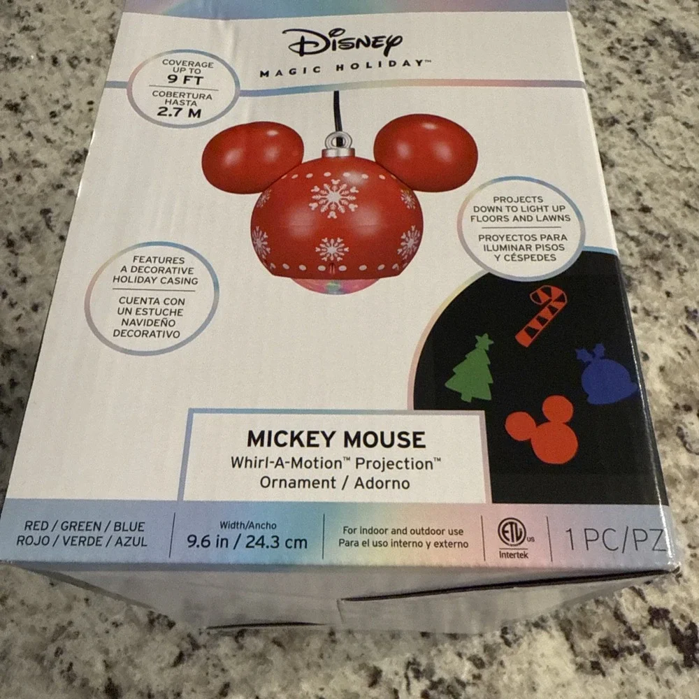 Disney Magic Holiday Mickey Mouse Whirl-a-Motion Hanging Projection Ornament